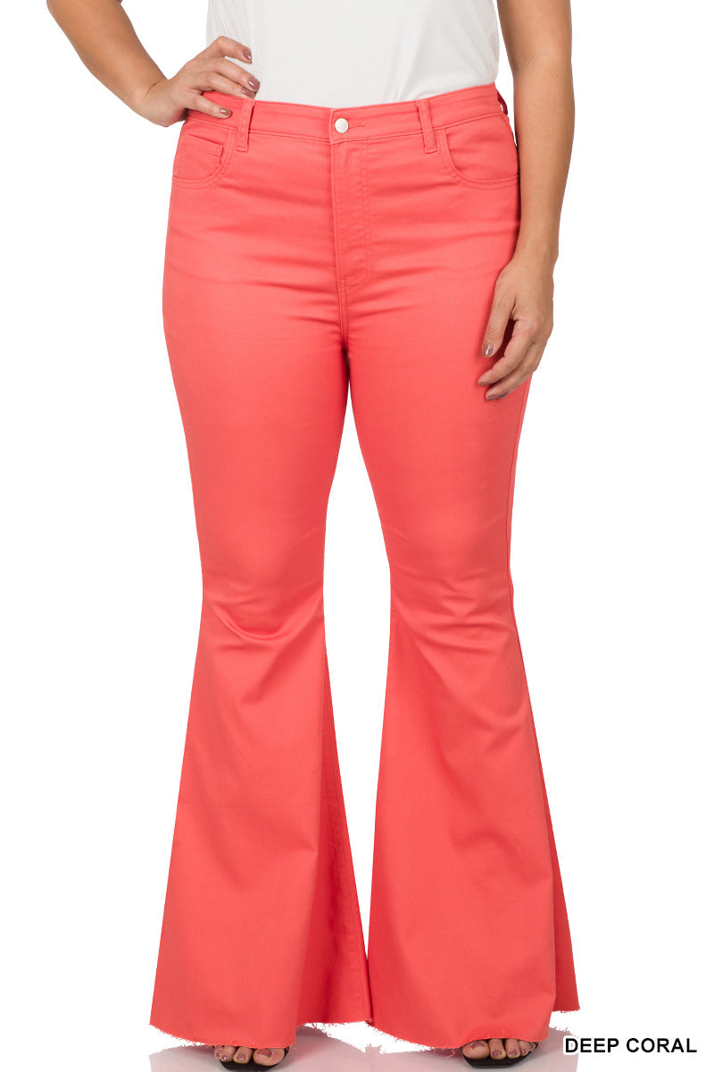 All You Need Coral High Waist Flare Leg Denim Jeans - Magnolia Taken Moments