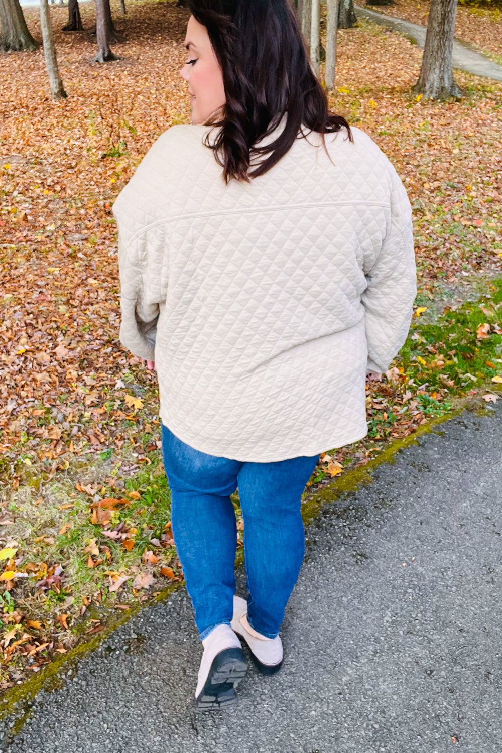 Eyes On You Taupe Quilted Knit Button Down Shacket - Magnolia Taken Moments