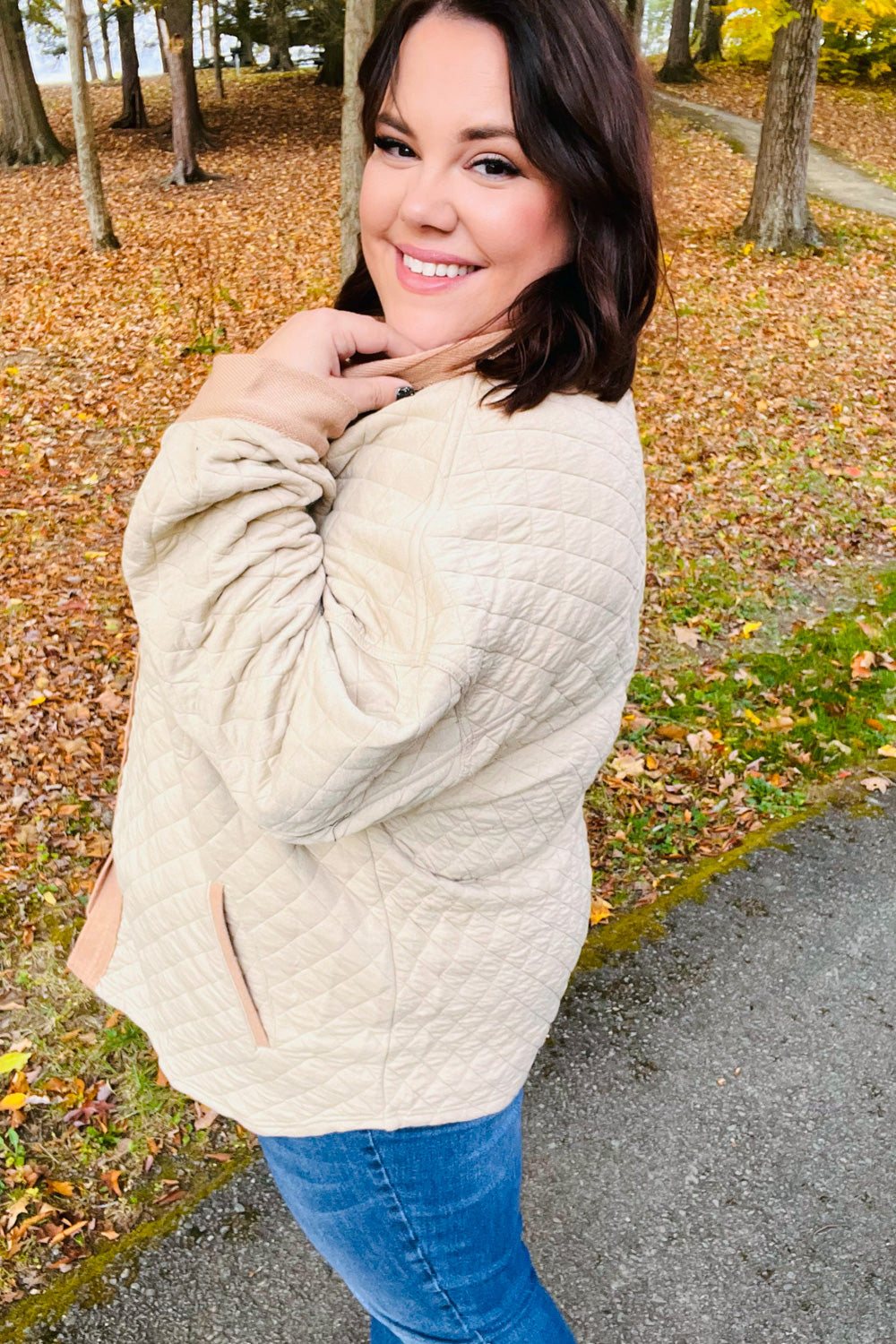 Eyes On You Taupe Quilted Knit Button Down Shacket - Magnolia Taken Moments