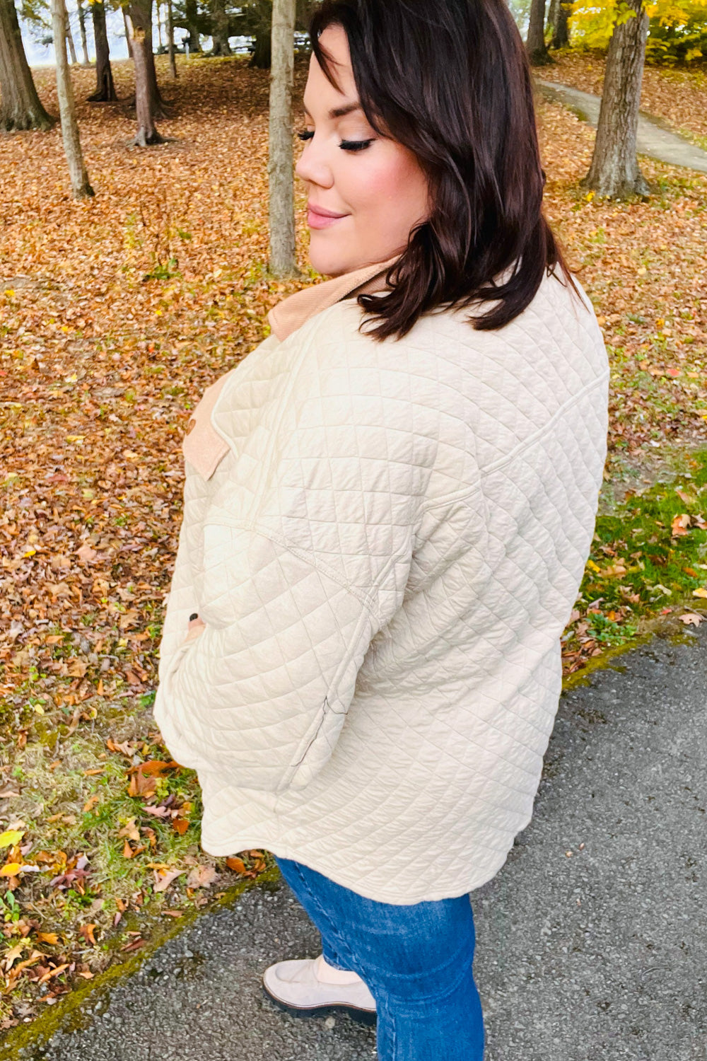 Eyes On You Taupe Quilted Knit Button Down Shacket - Magnolia Taken Moments