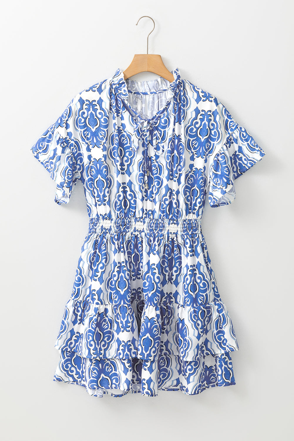 Ashleigh Blue Vintage Floral Print Wide Ruffled Sleeve Dress - Magnolia Taken Moments