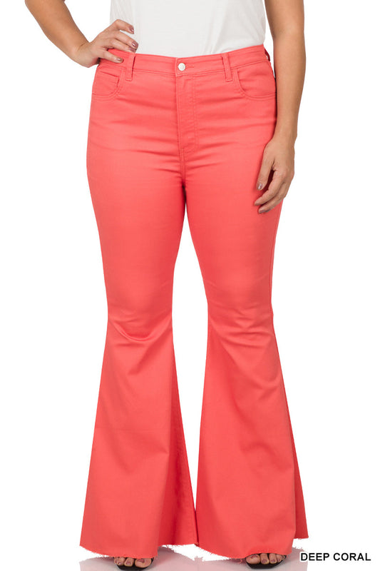 All You Need Coral High Waist Flare Leg Denim Jeans - Magnolia Taken Moments